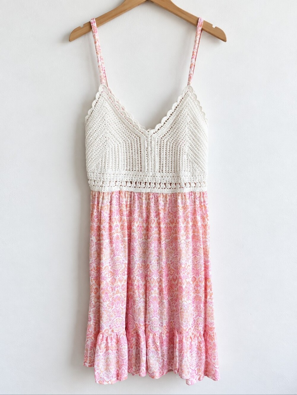 •Pink Rose White and Pink Women's Dress